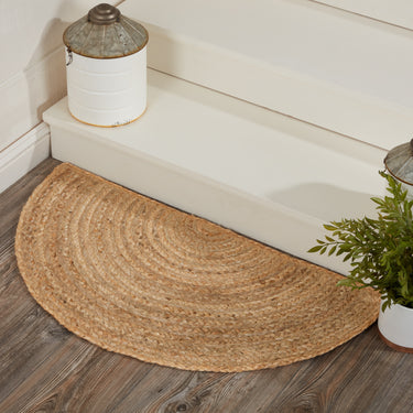 Natural Jute Braided Rug Half Circle 16.5